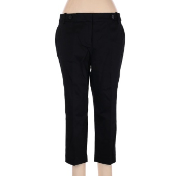 Loft Petit Cute Black Capri Trouser Pant Hook & Eye Close Front Slash Pockets 6P - Picture 1 of 11